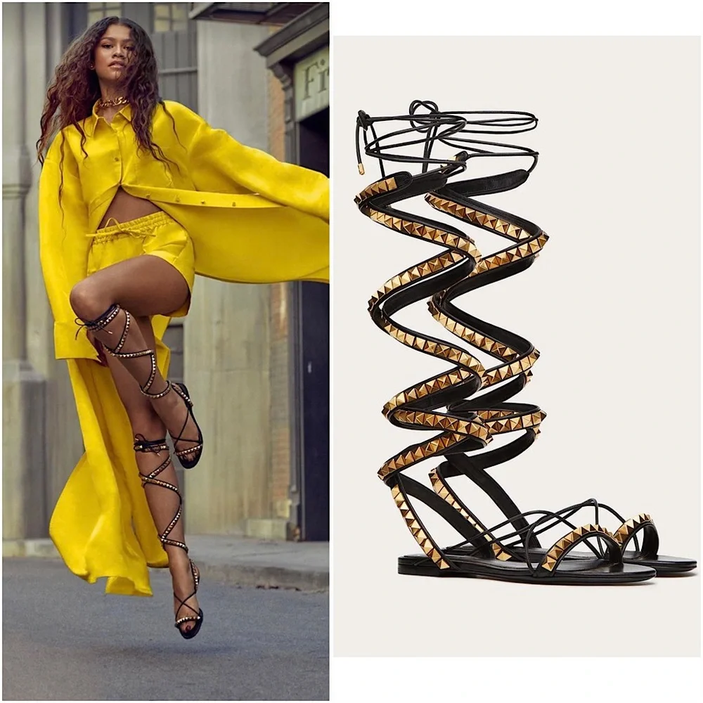 VALENTINO GARAVANI No Limit Rockstud Ankle-wrap Gladiator Sandals $1,900